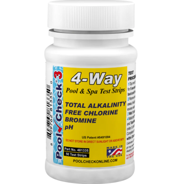 PoolCheck 3in1 (50 test strips) Total Alkalinity, Free Chlorine/Bromine & pH)